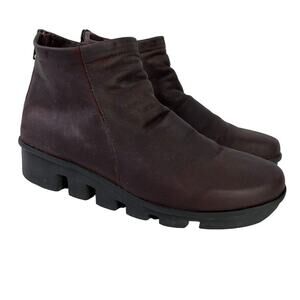 L'amour Des Pieds Hadirat Womens Dark Plum Leather Ankle Booties Boots Shoes 6
